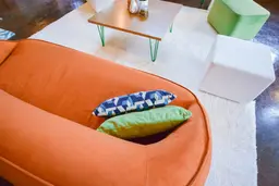 Malibu - Square ottoman - Leaf green used in the inspiration Malibu  Table Cafe Oslo Pouf Fidji