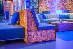 Scarlette ottoman - Mineral blue used in the inspiration Banquette Noreply