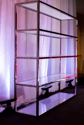 Rideau voile (AVEC STRUCTURES) - 8' L x 8-14' H - IFR - Blanc utilisé dans le cadre de la réalisation Dx Etagere Monaco Rideau Voile Blanc