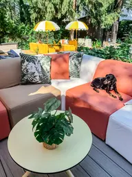 Plante Monstera artificielle - 12.5" H - Vert utilisé dans le cadre de la réalisation Maison Pe   1 An Laurie Sonia FR