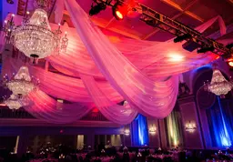 Drapé voile 50' L - Blanc (A-B) utilisé dans le cadre de la réalisation Ceiling Drape Voile