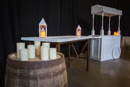 Lys flower lantern - 5" L x 5" W x 14" H - White used in the inspiration Tonneau Bourbon Table Hampton Vintage Chariot