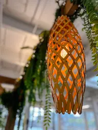 Palawan pendant lamp - Elongated - 7'' Dia x 20'' H - Wood used in the inspiration Lampe EN