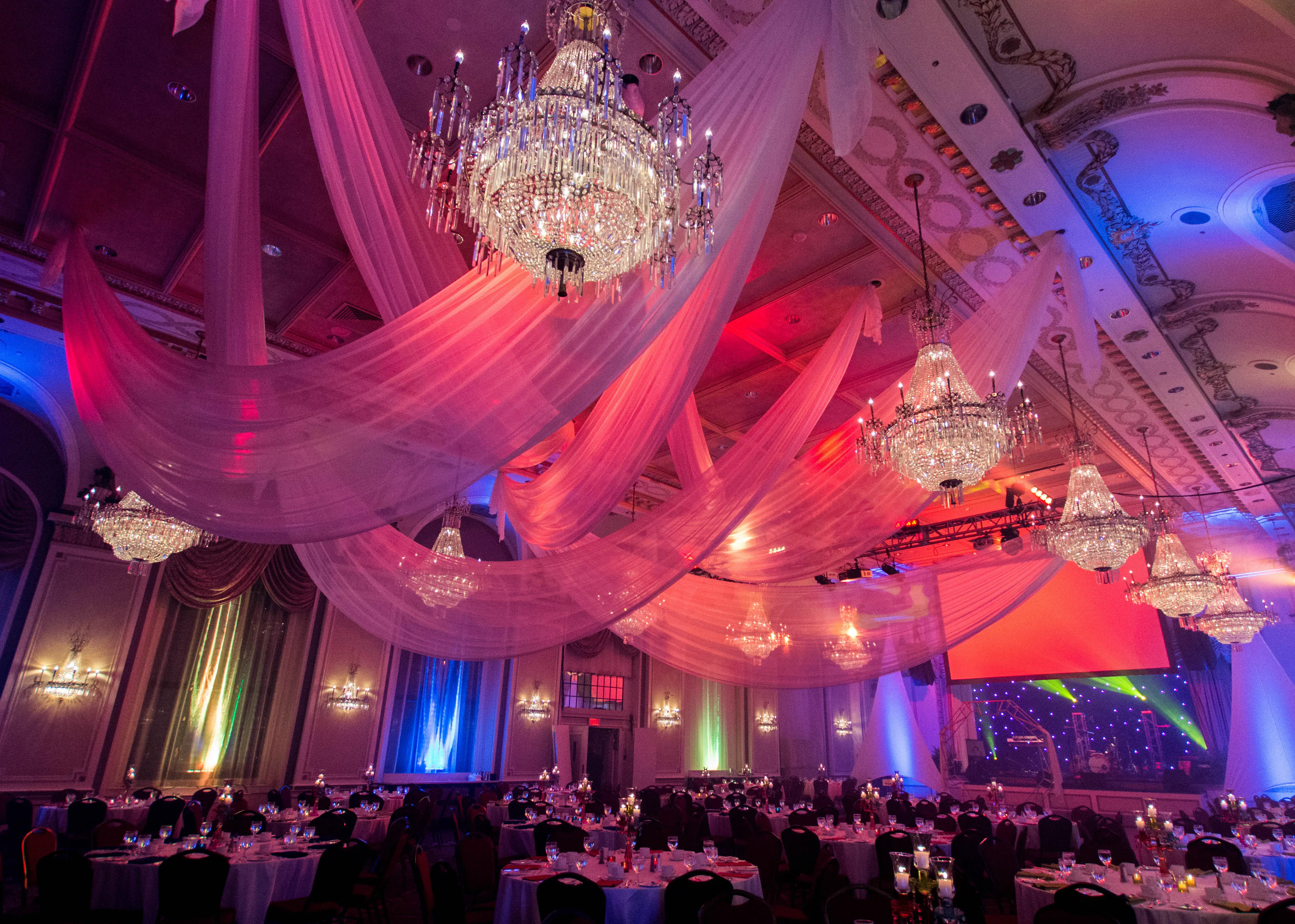 Voile drape 50' L - White (A-B) used in the inspiration Voile Drape Plafond