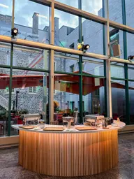 Scandinave bar 8' 1/4 round - Assembly wooden batten used in the inspiration Musée De La Civilisation Bar Scandinave Rond EN